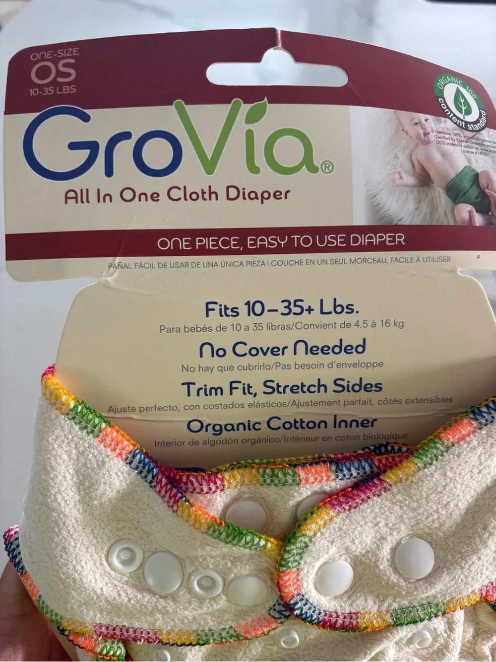 GroVia All In One Cloth Diaper One Size 10-35+ Lbs Organic